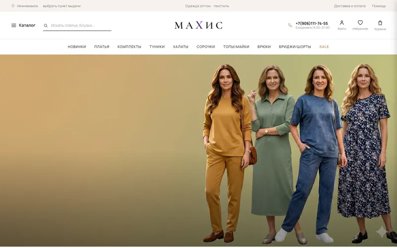 Интернет-магазин женской одежды MAXIS — скриншот главной страницы